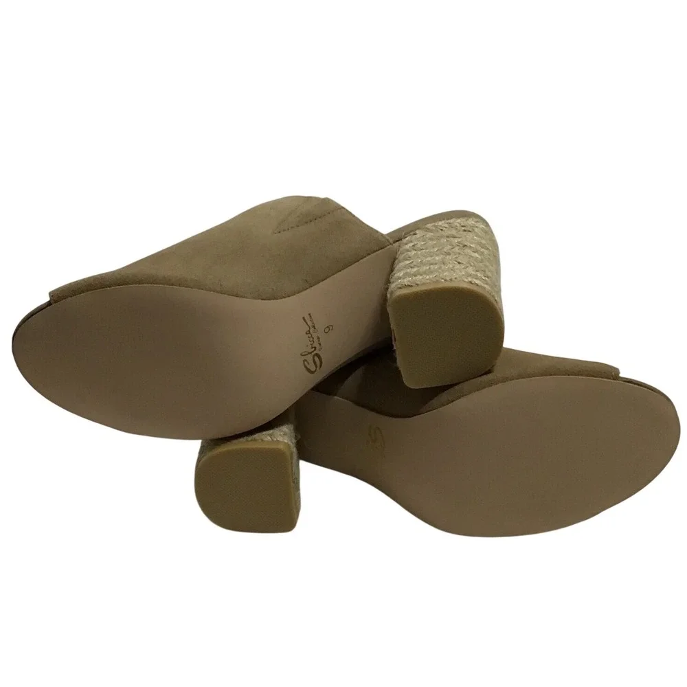 Sbicca Helena Womens Natural Suede Open Toe Blocked Heel‎ Espadrille Size 9